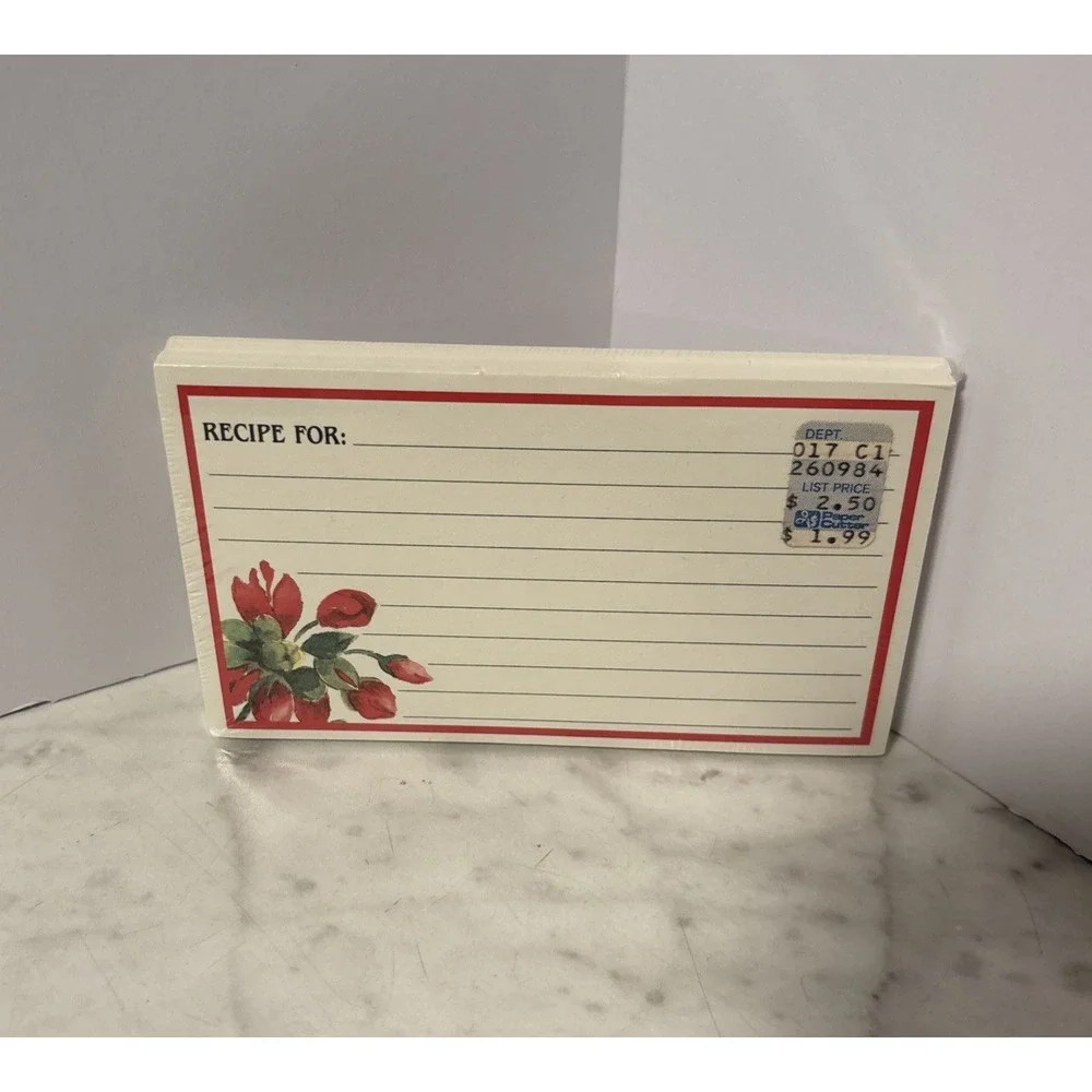 Vintage 70s Plastic Beige Recipe Box With New‎ In Package 40 Recipe Cards